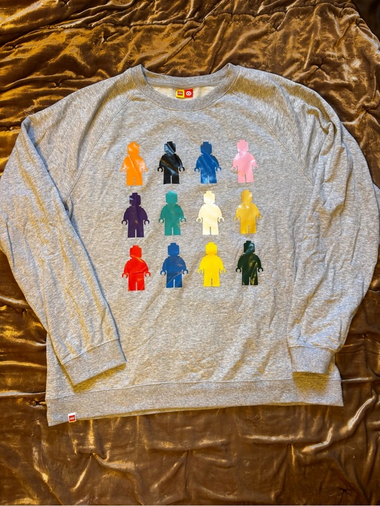 Lego Other - LEGO Gray Sweatshirt with Colorful Minifigure Grid